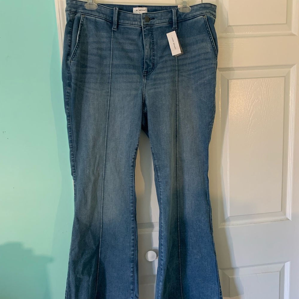 Lane Bryant Signature Fit, High-Rise, Flare Wide Leg Jeans - Blue